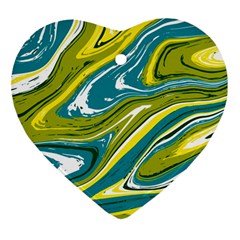 Green Vivid Marble Pattern Ornament (heart) by goljakoff