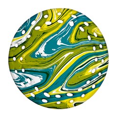 Green Vivid Marble Pattern Ornament (round Filigree) by goljakoff