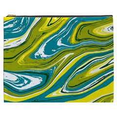 Green Vivid Marble Pattern Cosmetic Bag (xxxl) by goljakoff