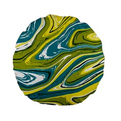 Green Vivid Marble Pattern Standard 15  Premium Flano Round Cushions by goljakoff