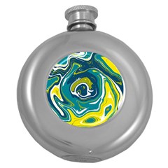 Green Vivid Marble Pattern 14 Round Hip Flask (5 Oz) by goljakoff