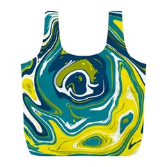 Green Vivid Marble Pattern 14 Full Print Recycle Bag (l) by goljakoff