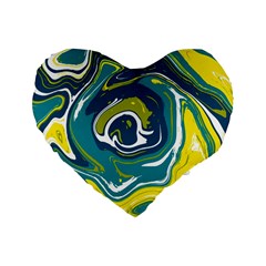 Green Vivid Marble Pattern 14 Standard 16  Premium Flano Heart Shape Cushions by goljakoff