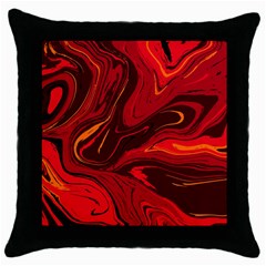 Red Vivid Marble Pattern 15 Throw Pillow Case (black) by goljakoff