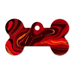 Red Vivid Marble Pattern 15 Dog Tag Bone (two Sides) by goljakoff