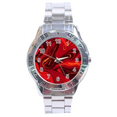 Red Vivid Marble Pattern 15 Stainless Steel Analogue Watch by goljakoff