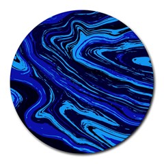 Blue Vivid Marble Pattern 16 Round Mousepads by goljakoff