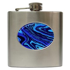 Blue Vivid Marble Pattern 16 Hip Flask (6 Oz) by goljakoff