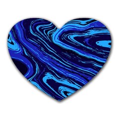 Blue Vivid Marble Pattern 16 Heart Mousepads by goljakoff