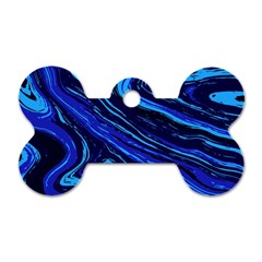 Blue Vivid Marble Pattern 16 Dog Tag Bone (two Sides) by goljakoff