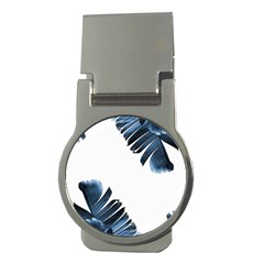 Blue Banana Leaves Money Clips (round)  by goljakoff