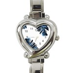 Blue banana leaves Heart Italian Charm Watch Front