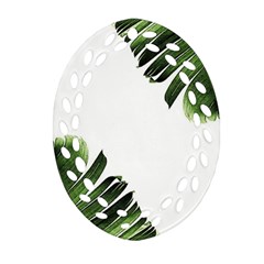 Green Banana Leaves Oval Filigree Ornament (two Sides)