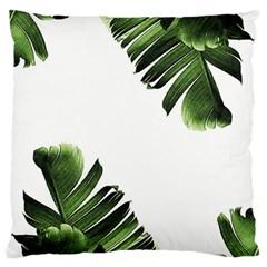 Green Banana Leaves Large Flano Cushion Case (two Sides) by goljakoff