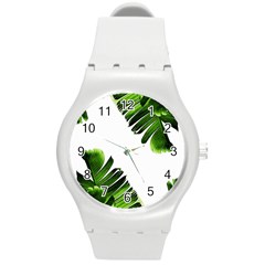 Banana Leaves Round Plastic Sport Watch (m) by goljakoff