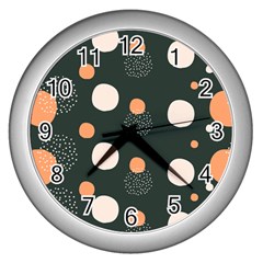 Black Peach White  Wall Clock (silver) by Sobalvarro