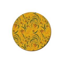 Folk Floral Pattern  Abstract Flowers Surface Design  Seamless Pattern Rubber Round Coaster (4 Pack) 