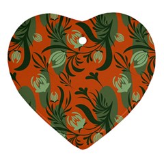 Folk Floral Pattern  Abstract Flowers Surface Design  Seamless Pattern Heart Ornament (two Sides) by Eskimos