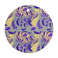 Folk floral pattern. Abstract flowers surface design. Seamless pattern Ornament (Round)