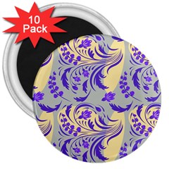 Folk floral pattern. Abstract flowers surface design. Seamless pattern 3  Magnets (10 pack) 