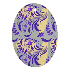 Folk floral pattern. Abstract flowers surface design. Seamless pattern Oval Ornament (Two Sides)