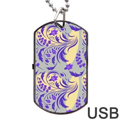 Folk floral pattern. Abstract flowers surface design. Seamless pattern Dog Tag USB Flash (One Side)