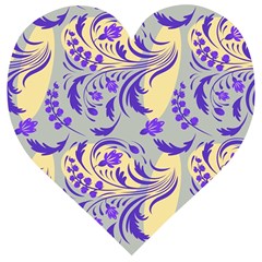 Folk floral pattern. Abstract flowers surface design. Seamless pattern Wooden Puzzle Heart