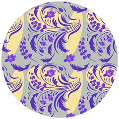 Folk floral pattern. Abstract flowers surface design. Seamless pattern Wooden Puzzle Round