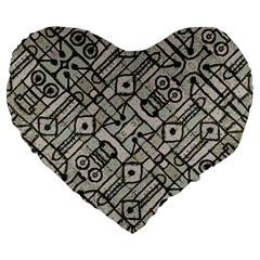 Tribal Geometric Grunge Print Large 19  Premium Heart Shape Cushions by dflcprintsclothing