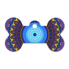 Blue Violet Midnight Sun Mandala Boho Hipppie Dog Tag Bone (one Side) by CrypticFragmentsDesign