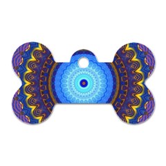 Blue Violet Midnight Sun Mandala Boho Hipppie Dog Tag Bone (two Sides)