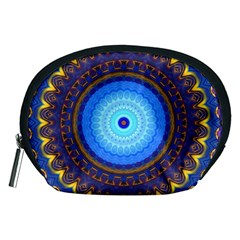 Blue Violet Midnight Sun Mandala Boho Hipppie Accessory Pouch (medium)