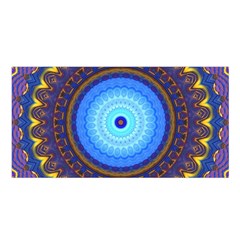 Blue Violet Midnight Sun Mandala Boho Hipppie Satin Shawl by CrypticFragmentsDesign