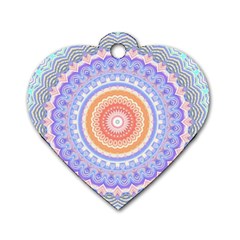 Pretty Pastel Boho Hippie Mandala Dog Tag Heart (one Side) by CrypticFragmentsDesign