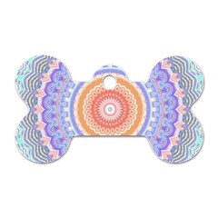 Pretty Pastel Boho Hippie Mandala Dog Tag Bone (one Side) by CrypticFragmentsDesign