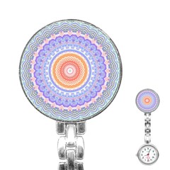 Pretty Pastel Boho Hippie Mandala Stainless Steel Nurses Watch by CrypticFragmentsDesign