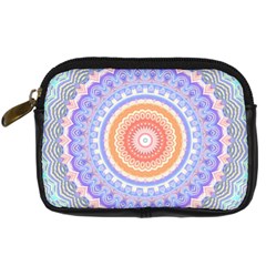 Pretty Pastel Boho Hippie Mandala Digital Camera Leather Case by CrypticFragmentsDesign