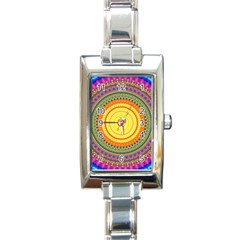 Neon Calliope Kaleidoscope Mandala Rectangle Italian Charm Watch