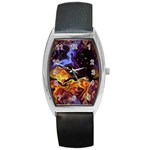 Nebula Starry Night Skies Abstract Art Barrel Style Metal Watch Front