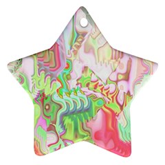 Boho Hippie Trippy Psychedelic Abstract Hot Pink Lime Green Ornament (star) by CrypticFragmentsDesign