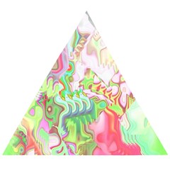 Boho Hippie Trippy Psychedelic Abstract Hot Pink Lime Green Wooden Puzzle Triangle