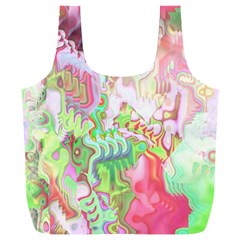 Boho Hippie Trippy Psychedelic Abstract Hot Pink Lime Green Full Print Recycle Bag (xxl) by CrypticFragmentsDesign