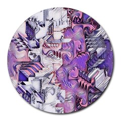 Blooming Lilacs Spring Garden Abstract Round Mousepads by CrypticFragmentsDesign