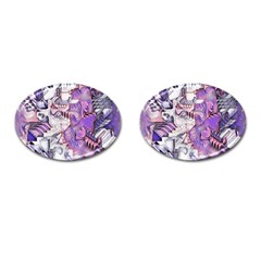 Blooming Lilacs Spring Garden Abstract Cufflinks (oval) by CrypticFragmentsDesign