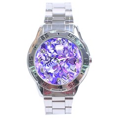 Weeping Wisteria Fantasy Gardens Pastel Abstract Stainless Steel Analogue Watch by CrypticFragmentsDesign