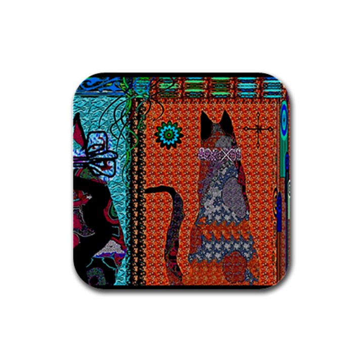 Cats Rubber Square Coaster (4 pack) 