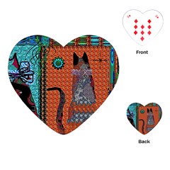 Cats Playing Cards Single Design (heart) by LW41021