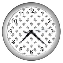 Black And White Sketchy Birds Motif Pattern Wall Clock (silver) by dflcprintsclothing