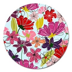 Flower Pattern Magnet 5  (round)