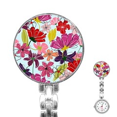 Flower Pattern Stainless Steel Nurses Watch by Galinka